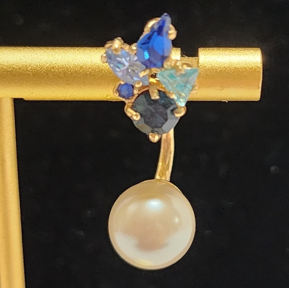 ♠ Kate Spade New York Sapphire and Aqua Marine Blue Stone Stud w\Pearl Jacket - Picture 8 of 16